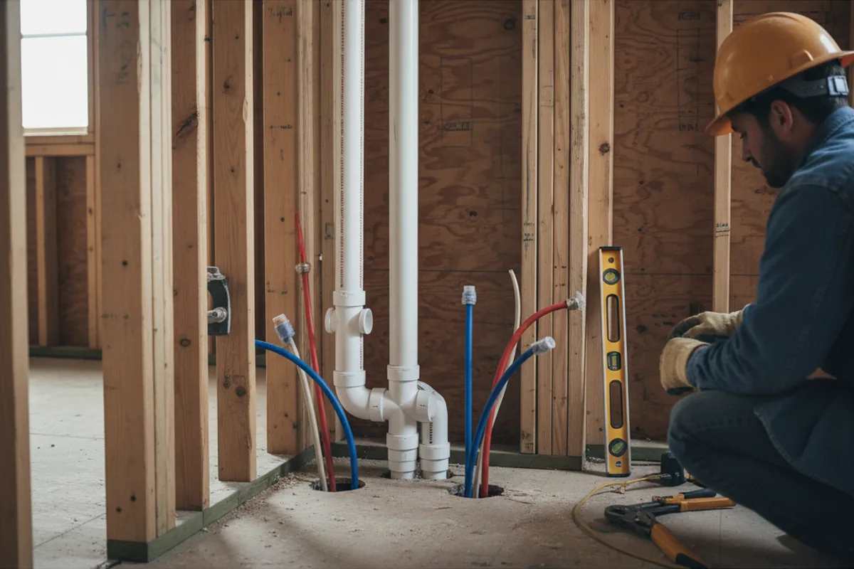 Drain and supply rough-in during Leak Detection in Marion